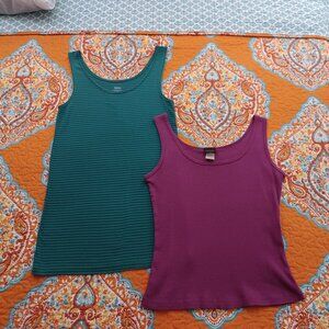 Mossimo green tank top & Timing USA pink cropped tank top - Size L (set of 2)